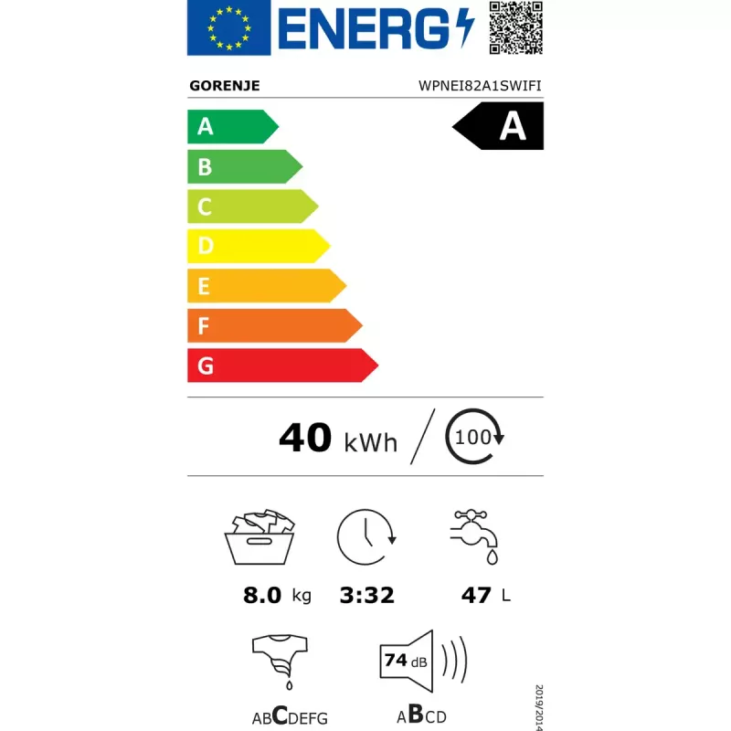 Lavatrice Gorenje WPNEI82A1SWIFI a carica frontale 8 kg 1200 giri/min bianco