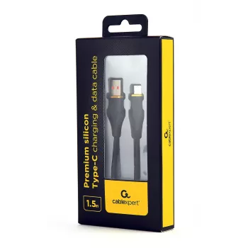 Cavo di ricarica e dati USB Type-C in silicone premium GEMBIRD, 1,5 m – nero
