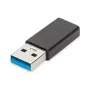 DIGITUS adattatore USB Type-C, Type-A a C M/F, 3A, 5GB, versione 3.0, nero