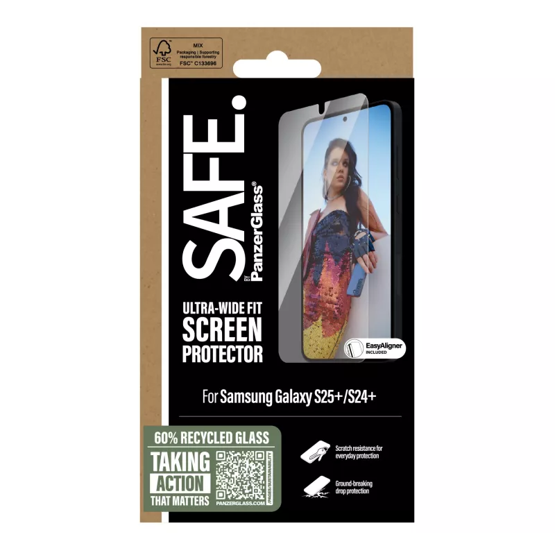 PanzerGlass SAFE. by ® protezione display Samsung Galaxy S25+ | S24+ | Ultra-Wide Fit con EasyAligner