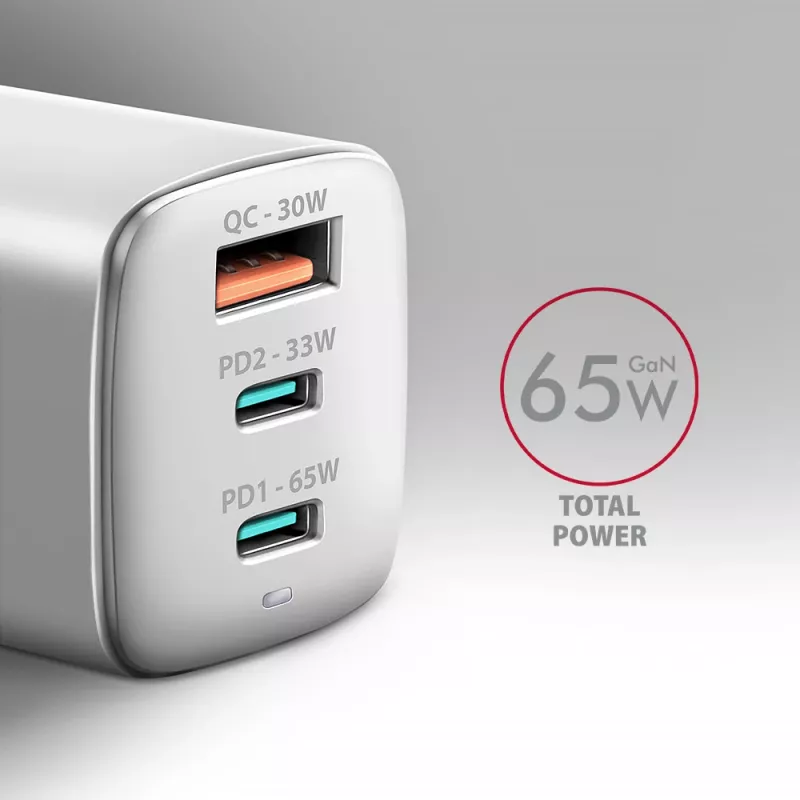 Axagon ACU-DPQ65W PD3.0 & QC4+ caricabatterie da parete 3 uscite 65W