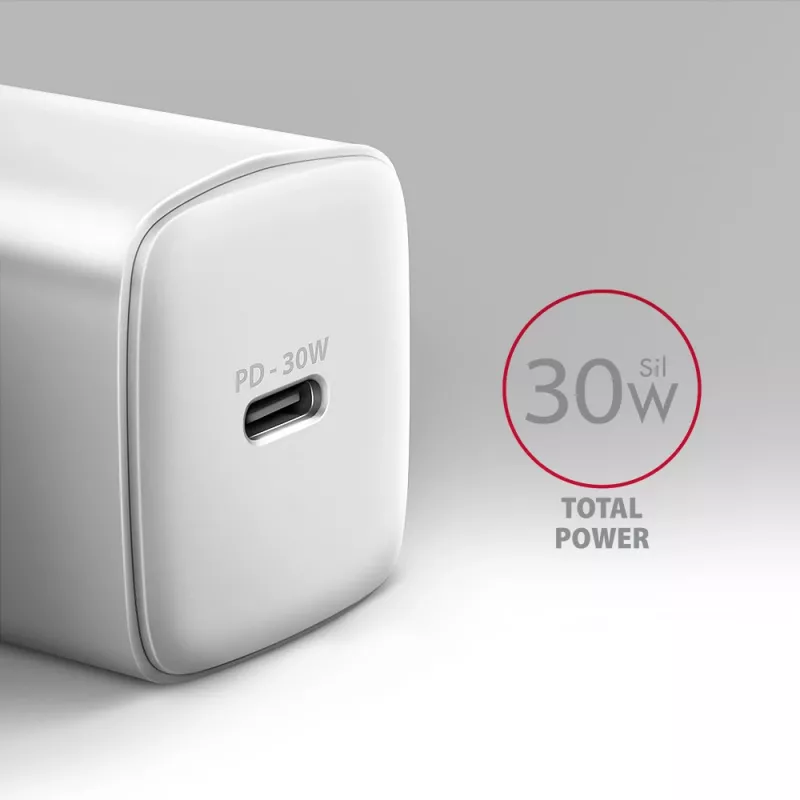 Caricabatterie da parete Axagon ACU-PD30W 1x QC3.0/AFC/FCP/PD Type-C 30W bianco