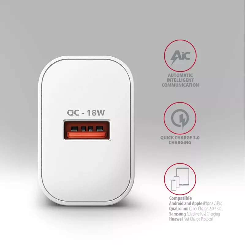 Axagon ACU-QC18W QC3.0 caricabatterie da parete 1 uscita 18W