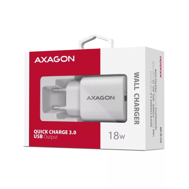 Axagon ACU-QC18W QC3.0 caricabatterie da parete 1 uscita 18W