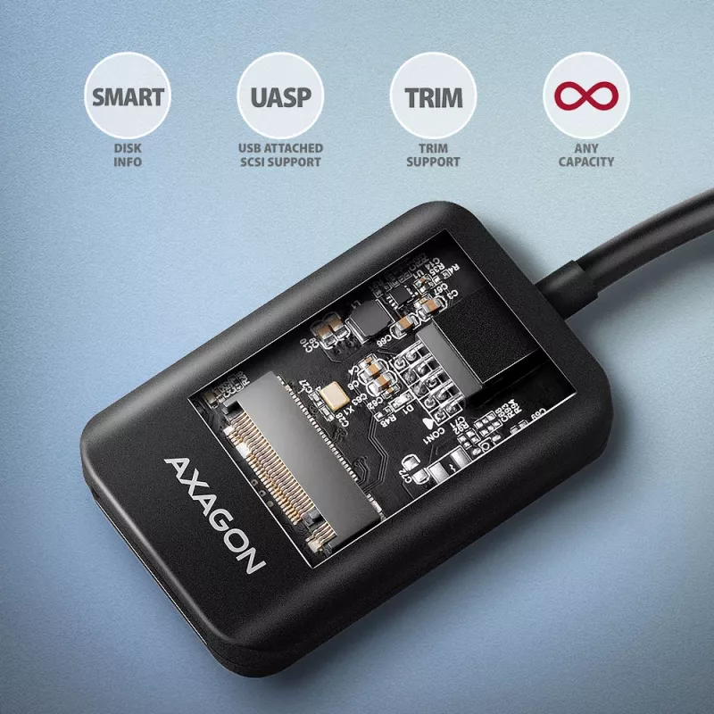 Axagon ADM2-CM adattatore USB-C M.2 NVMe SATA 10Gbps nero