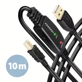 Axagon ADR-210B cavo attivo di collegamento/ripetitore USB 2.0 connettore maschio A a connettore maschio B, 10 m