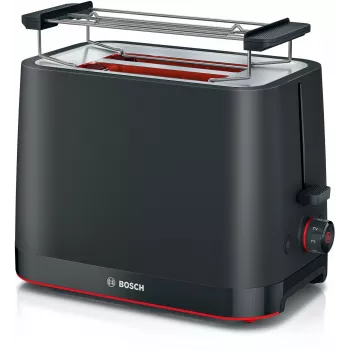 Tostapane Bosch TAT3M123 2 fette, 950 W, nero, manopola rotante, scongelamento e riscaldamento