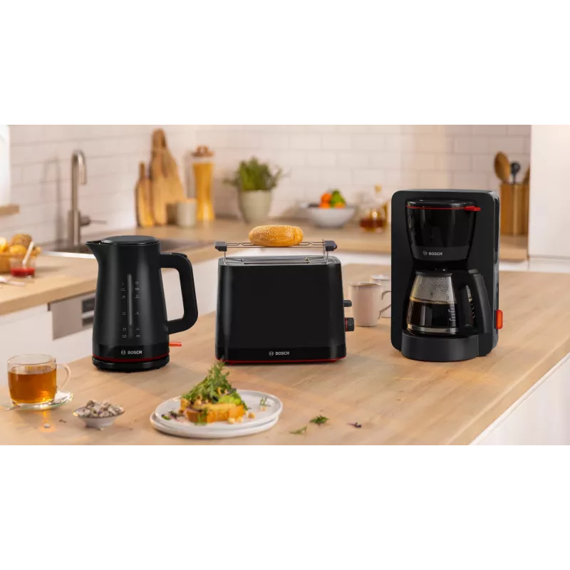 Tostapane Bosch TAT3M123 2 fette, 950 W, nero, manopola rotante, scongelamento e riscaldamento