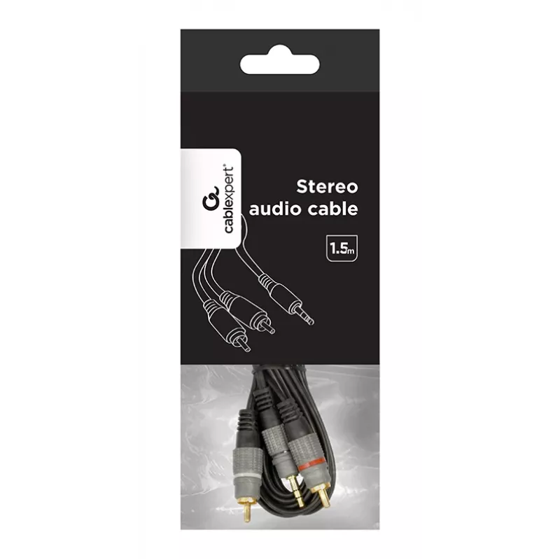 GEMBIRD stereo 3,5 mm a 2xRCA maschio, cavo 1,5 m - connettori dorati