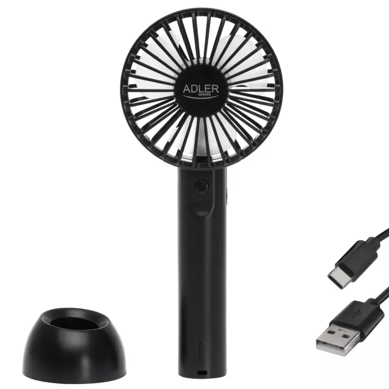 Ventilatore da tavolo Adler AD 7338 Mini USB — 7 cm di diametro, 3 velocità, nero