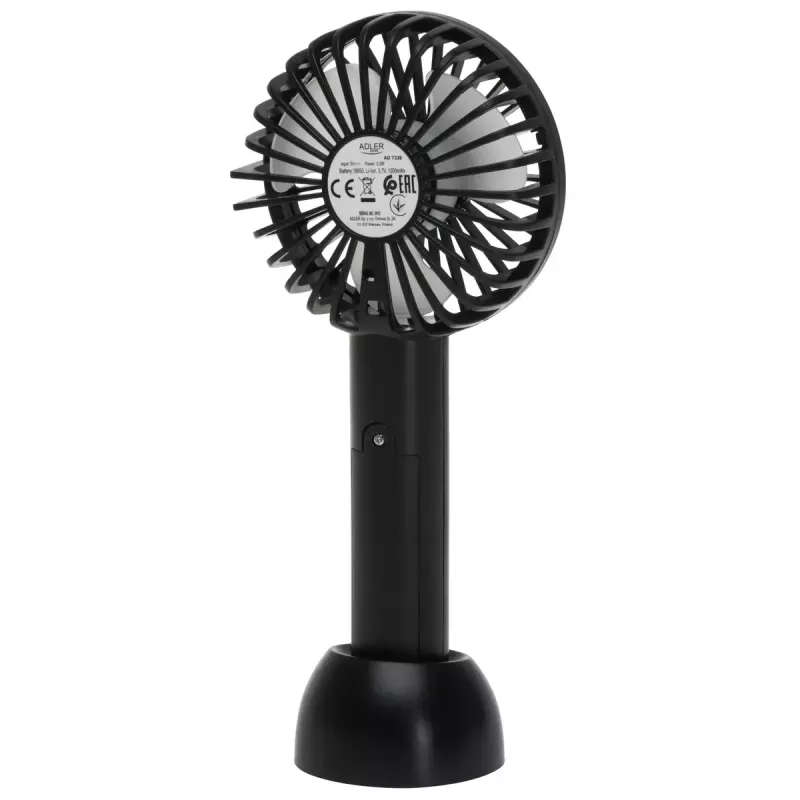 Ventilatore da tavolo Adler AD 7338 Mini USB — 7 cm di diametro, 3 velocità, nero