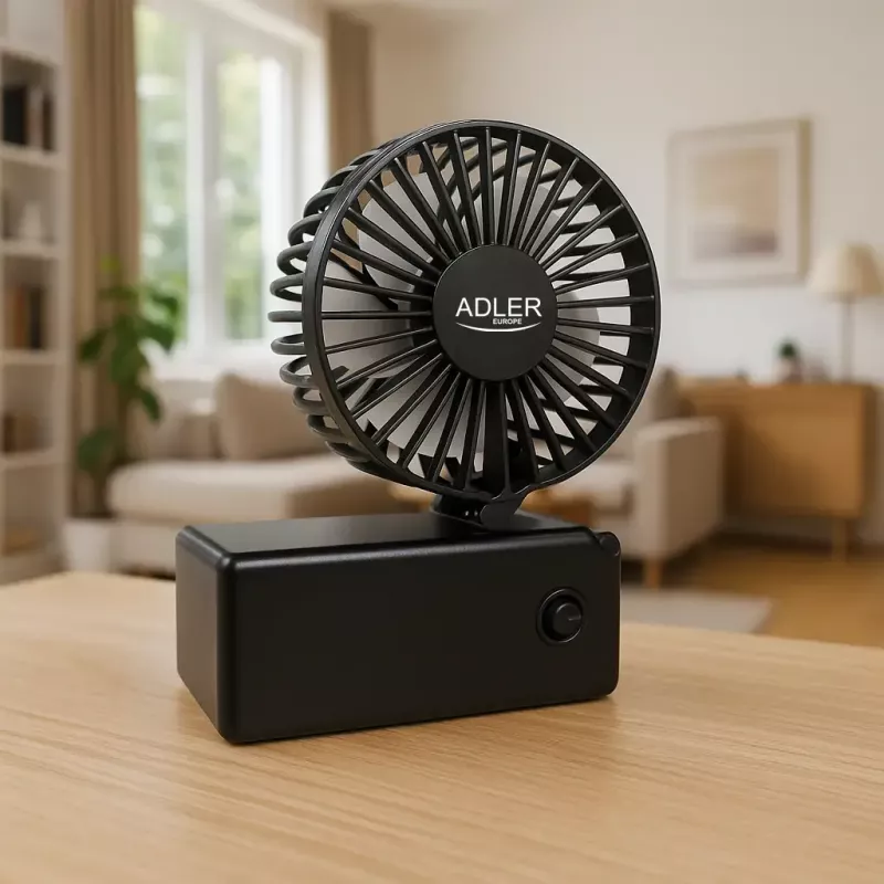 Ventilatore da tavolo Adler AD 7336 – mini ventilatore pieghevole, 6,5 cm di diametro, 1 velocità, nero
