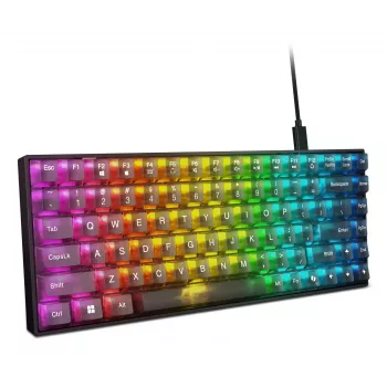 Tastiera meccanica da gaming Lenovo Legion K510 Mini Pro 75% US-Inglese, 84 tasti, RGB, USB, cavo 1,8 m, nero/trasparente