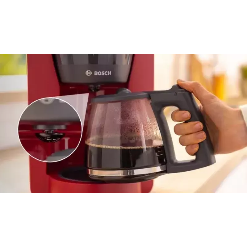 Caffettiera a filtro Bosch TKA2M114 — serbatoio acqua 1,25 l, 15 tazze, rosso