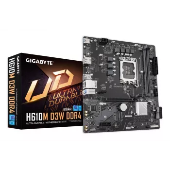 GIGABYTE H610M D3W scheda madre DDR4 - supporta CPU Intel Core di 14ª generazione, VRM 5+1+1 fasi, fino a 3200 MHz DDR4, 1x PCIe 3.0 M.2, 1 GbE LAN, USB 3.2 Gen 1