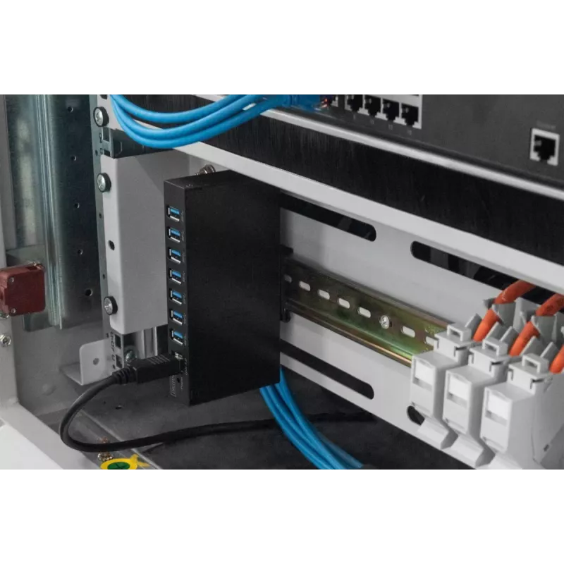 DIGITUS HUB USB 3.0 - 7 porte - Industrial Metal PSU 15-kV ESD Table Wall DIN Rail mount