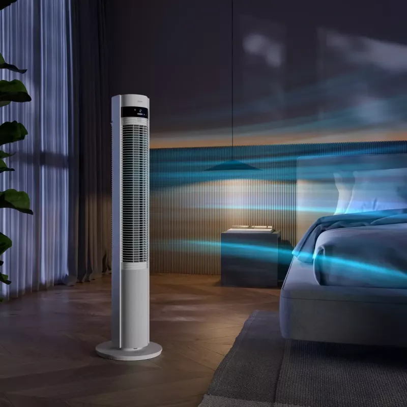 Ventilatore a torre Duux Elevate DXTF02 — diametro 29 cm, 12 velocità, oscillazione, 4–40 W, bianco