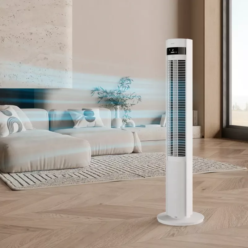 Ventilatore a torre Duux Elevate DXTF02 — diametro 29 cm, 12 velocità, oscillazione, 4–40 W, bianco