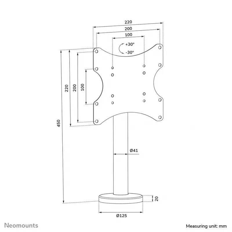 Supporto da tavolo per TV Neomounts DS42-430BL12 da avvitare max 50 kg 23-43