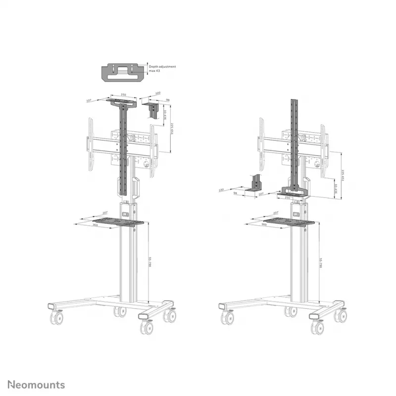 Kit di montaggio Neomounts AV1-825BL nero acciaio 3 kg