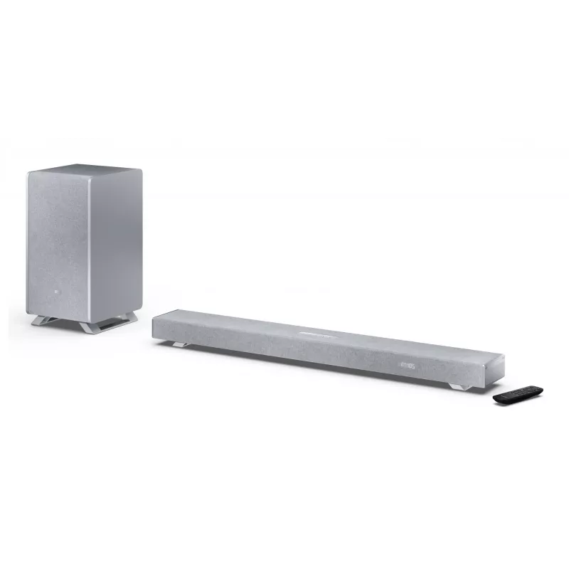 Sharp HT-SBW53121(SL) 3.1.2 Dolby Atmos/DTS:X soundbar con subwoofer wireless, 550 W, Bluetooth, argento