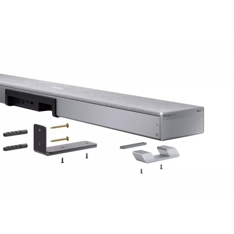 Sharp HT-SBW53121(SL) 3.1.2 Dolby Atmos/DTS:X soundbar con subwoofer wireless, 550 W, Bluetooth, argento