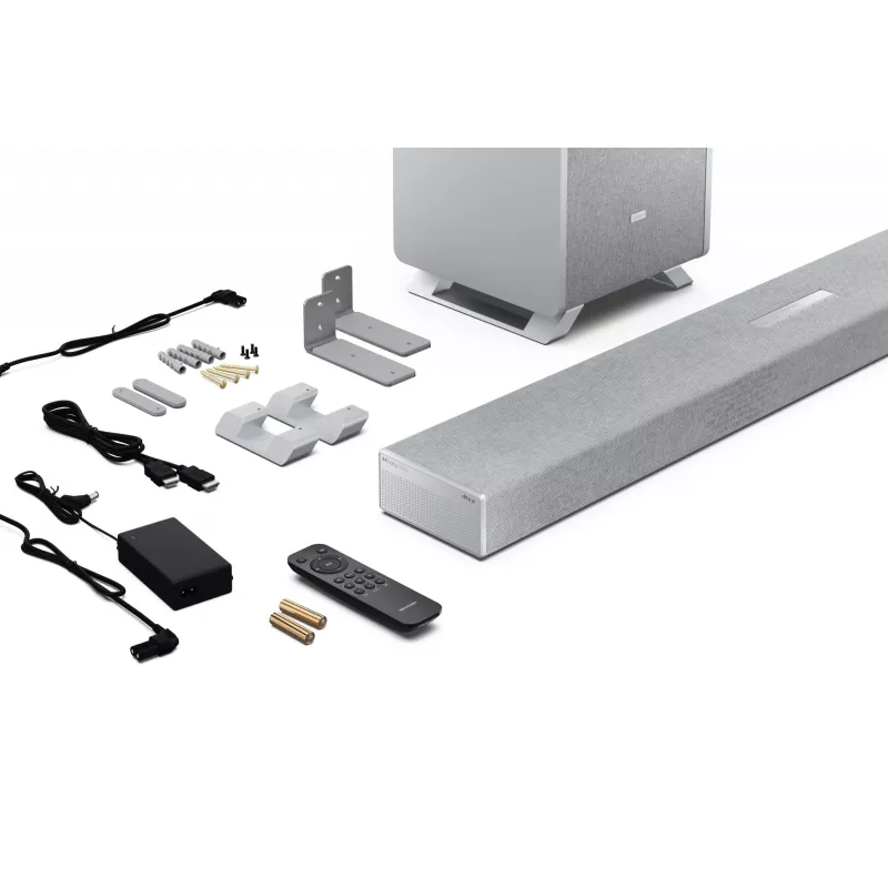 Sharp HT-SBW53121(SL) 3.1.2 Dolby Atmos/DTS:X soundbar con subwoofer wireless, 550 W, Bluetooth, argento