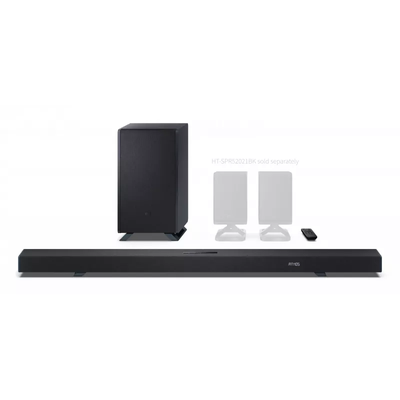 Sharp HT-SBW55121(BK) 5.1.2 Dolby Atmos/DTS:X soundbar con subwoofer wireless, 650 W, Bluetooth, nero