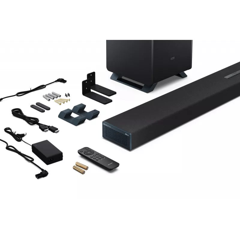 Sharp HT-SBW55121(BK) 5.1.2 Dolby Atmos/DTS:X soundbar con subwoofer wireless, 650 W, Bluetooth, nero