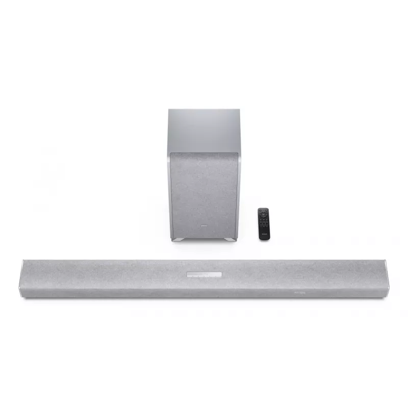 Sharp HT-SBW55121(SL) 5.1.2 Dolby Atmos/DTS:X soundbar con subwoofer wireless, 650 W, Bluetooth, argento