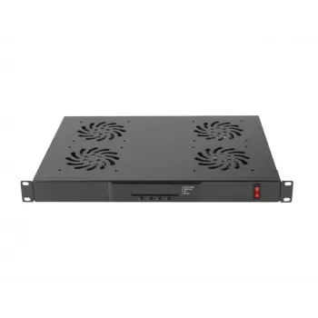 Pannello superiore LANBERG AK-1503-B — 1U, 4 ventole, ventola integrata, interruttore on/off, 230 V, 76 W, 483×322×44,5 mm