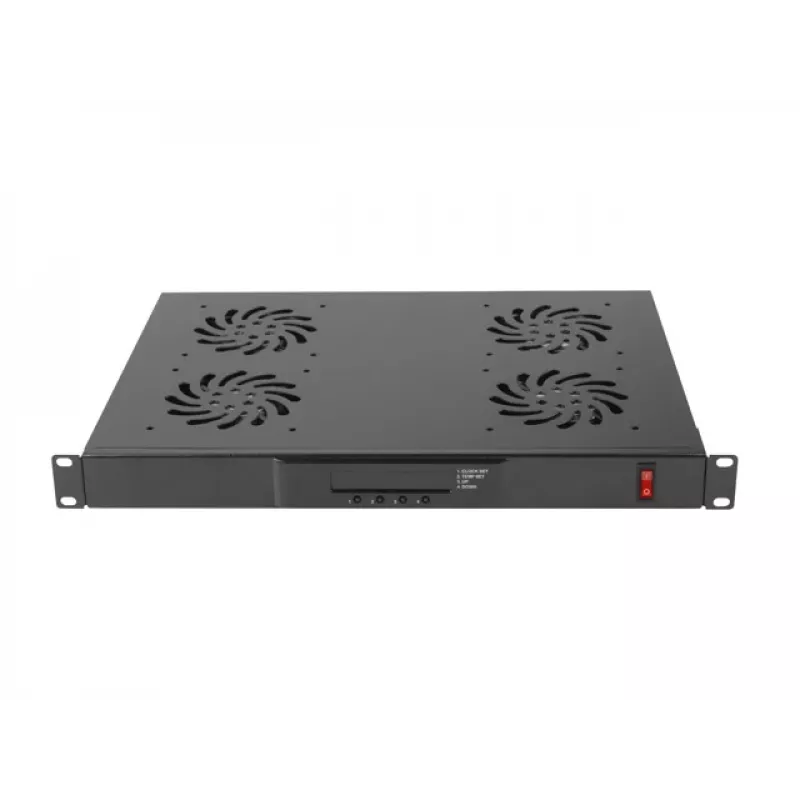 Lanberg AK-1503-B pannello di ventilazione 19" 1U con LCD e termostato, 4 ventole, 230 V, 483x322x44,45 mm, nero