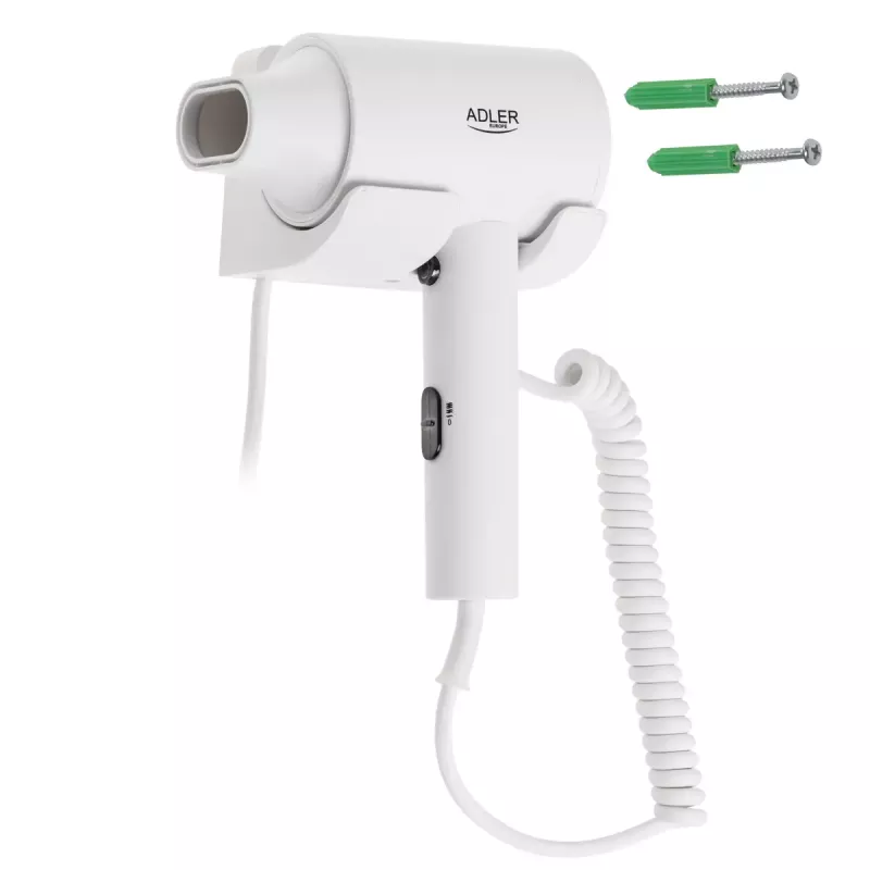 Asciugacapelli da parete Adler AD 2285 — 2000 W, 3 livelli di temperatura, livello freddo, bianco