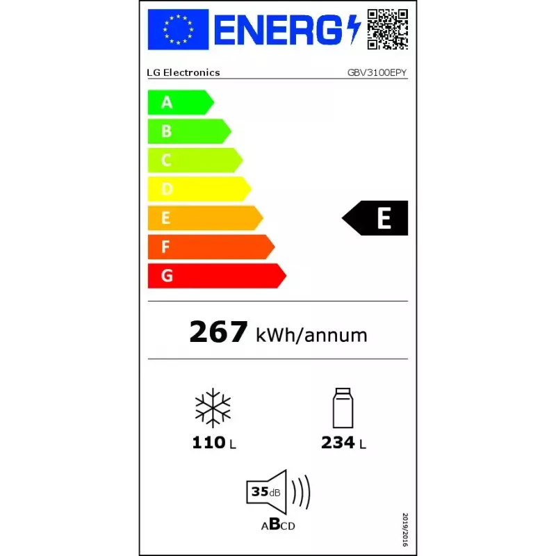 LG GBV3100EPY frigorifero combinato autoportante 344 L E argento