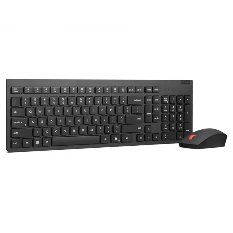 Set tastiera e mouse wireless Lenovo Essential 2,4 GHz – tastiera full size con layout russo/cirillico, mouse ottico ambidestro