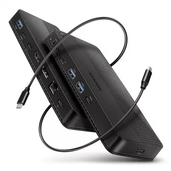 Dock USB4 Axagon HMC-U4, 3x USB-A, 2x USB-C, HDMI e DP 8K/30Hz, RJ-45, SD/mSD, audio, PD 100W