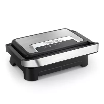 Grill da contatto Tefal Inicio Compact GC270D10 — rettangolare 1000 W, piastra superiore grill, nero/acciaio inox