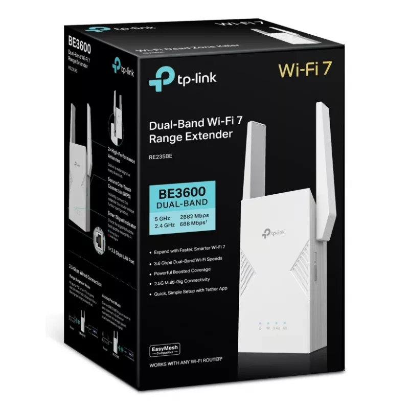 Trasmettitore e ricevitore di rete TP-LINK BE3600 2882 Mbit/s, dual band 2,4/5 GHz, 1× RJ-45, bianco