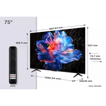 TCL V6C 75V6C TV 190,5 cm (75 pollici) 4K Ultra HD Smart TV Wi-Fi metallico 330 cd/m²