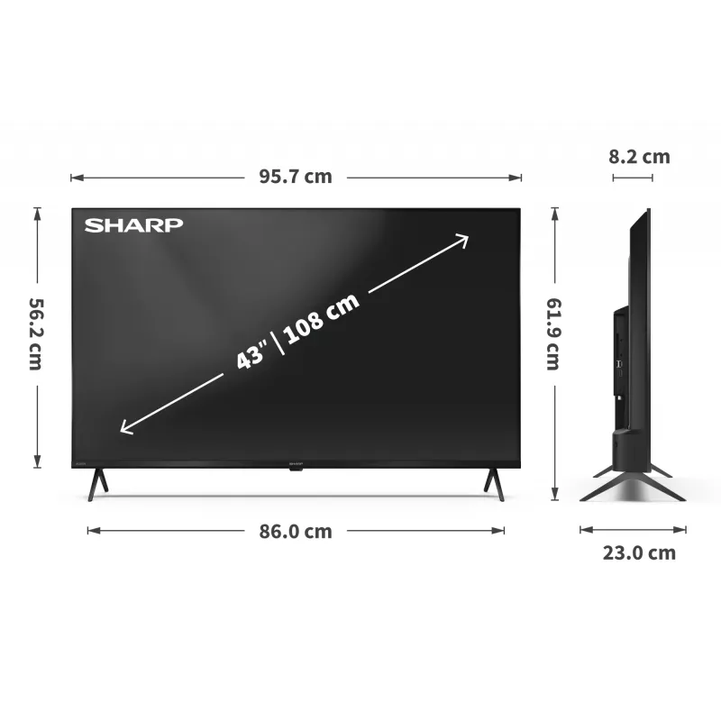 Sharp 43HP5265E TV 109,2 cm (43 pollici) 4K Ultra HD Smart TV Wi-Fi nero