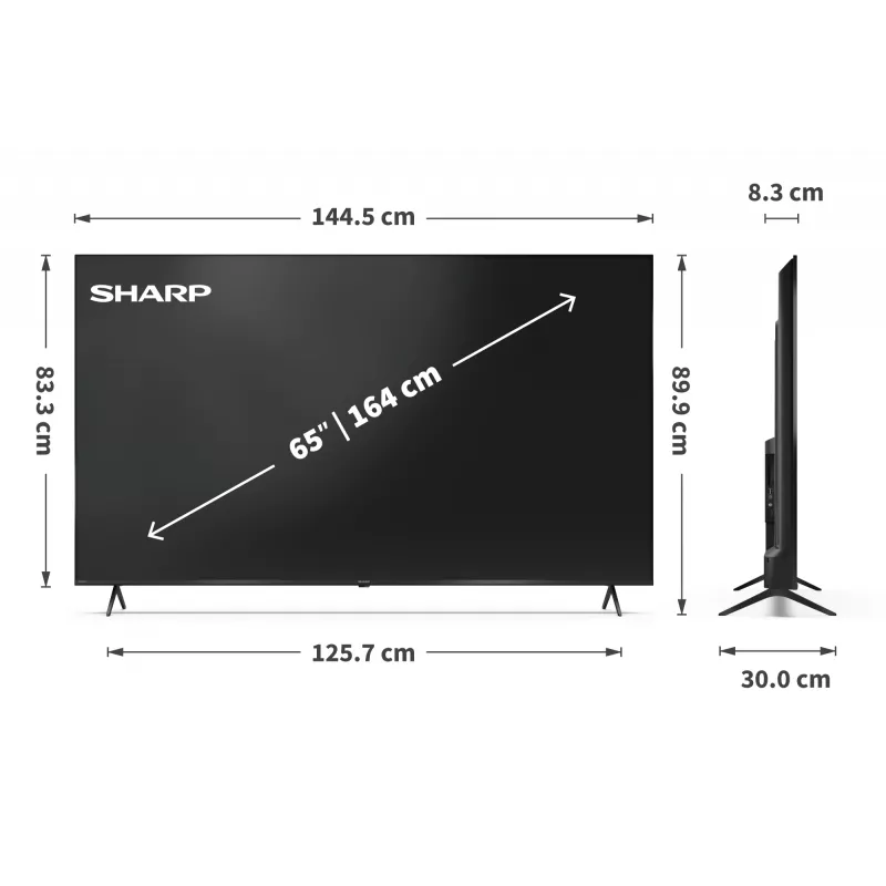 Sharp 65HP5265E 65" (165,1 cm) 4K Ultra HD Smart TV, Google TV, Wi-Fi, nero