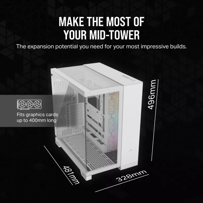Case PC CORSAIR – iCUE LINK 6500X RGB Mid-Tower Dual Chamber bianco