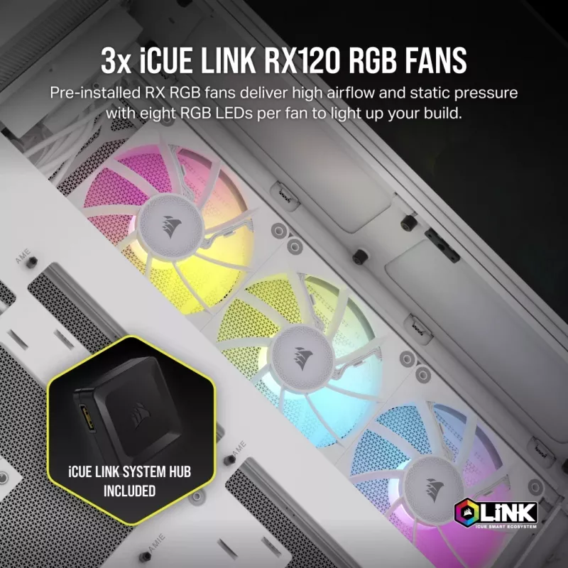 Case PC CORSAIR – iCUE LINK 6500X RGB Mid-Tower Dual Chamber bianco