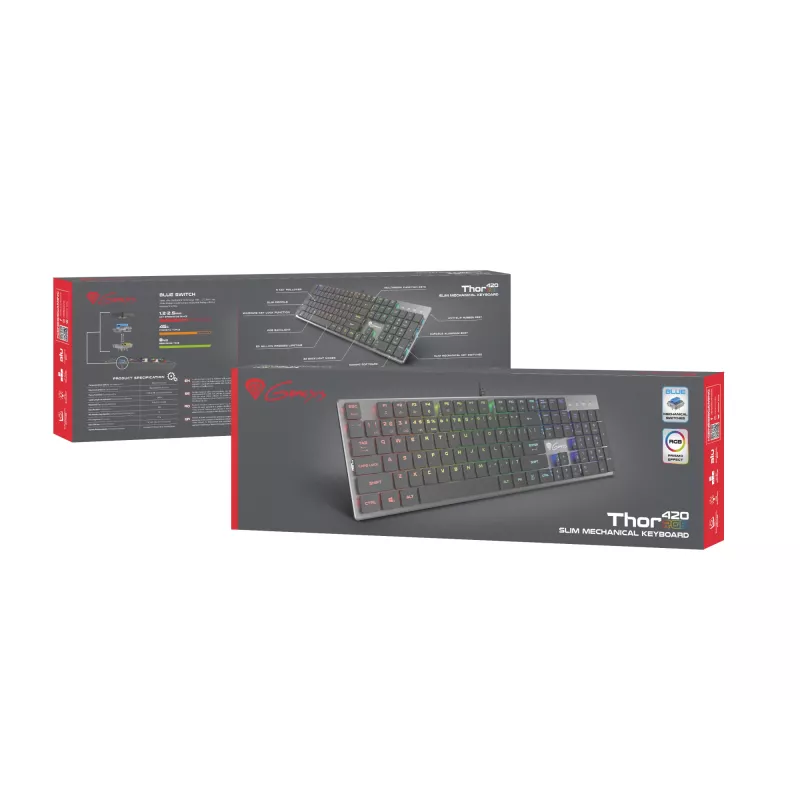 GENESIS Thor 420 RGB Tastiera Gaming USB QWERTY US International Argento