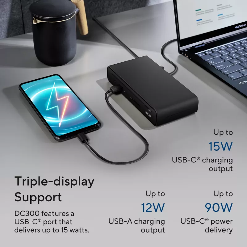 ASUS Triple Display USB-C Dock DC300 Docking USB 3.2 Gen 2 (3.1 Gen 2) Type-C Nero
