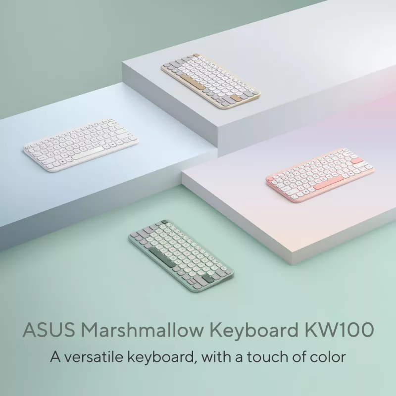 Tastiera wireless Bluetooth ASUS Marshmallow KW100 — layout US International, Oat Milk