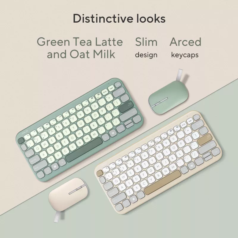 Tastiera wireless Bluetooth ASUS Marshmallow KW100 — layout US International, Oat Milk