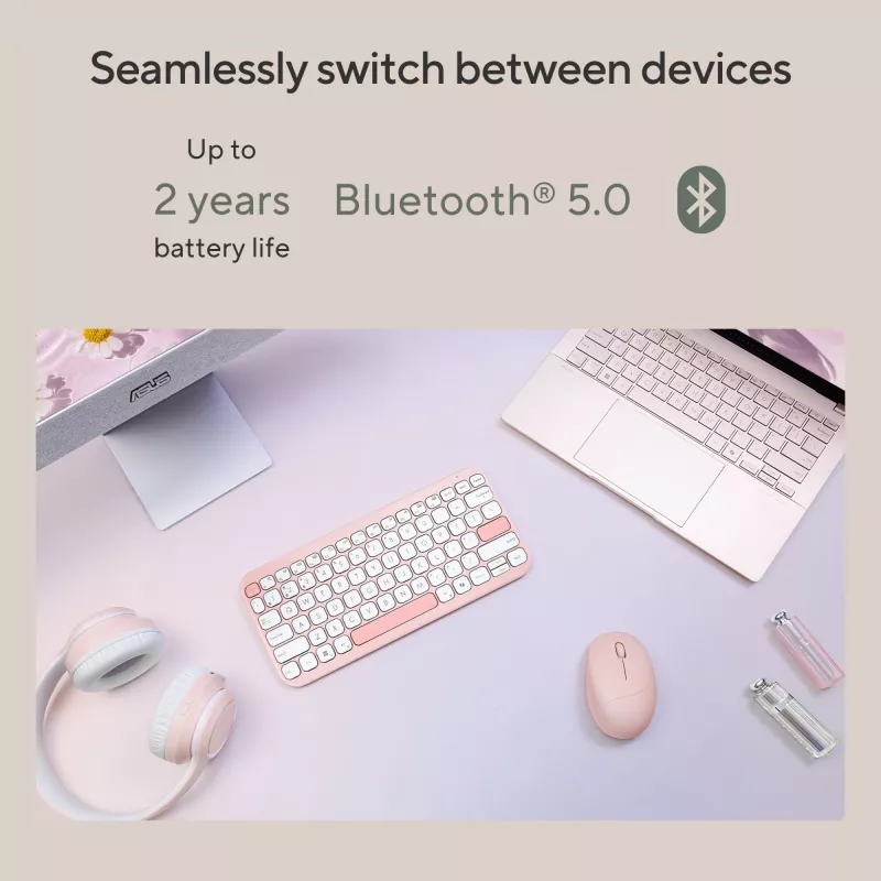 Tastiera wireless Bluetooth ASUS Marshmallow KW100 — layout US International, Oat Milk