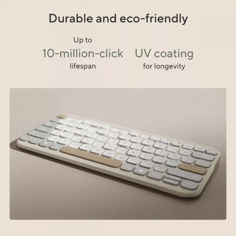 Tastiera wireless Bluetooth ASUS Marshmallow KW100 — layout US International, Oat Milk
