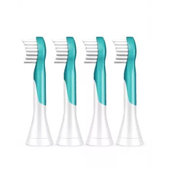 Testine di ricambio per spazzolino Sonicare For Kids Philips HX6034/90 — confezione da 4, blu/bianco, sostituzione ogni 3 mesi